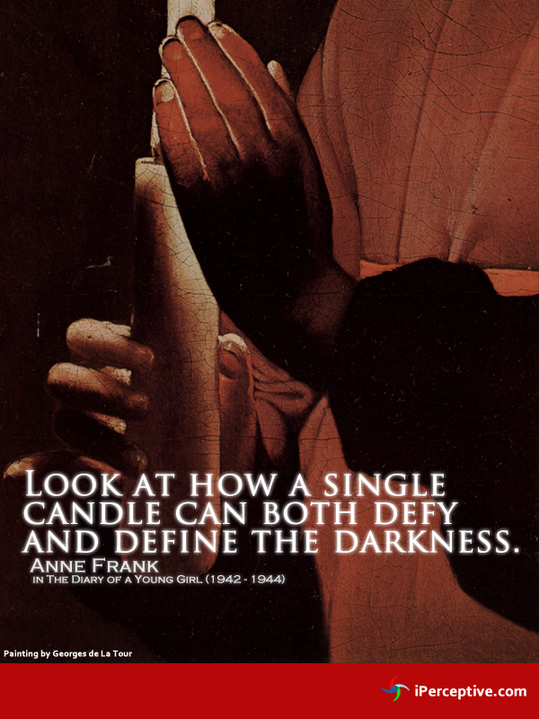 anne frank quotation: candle defy the darkness