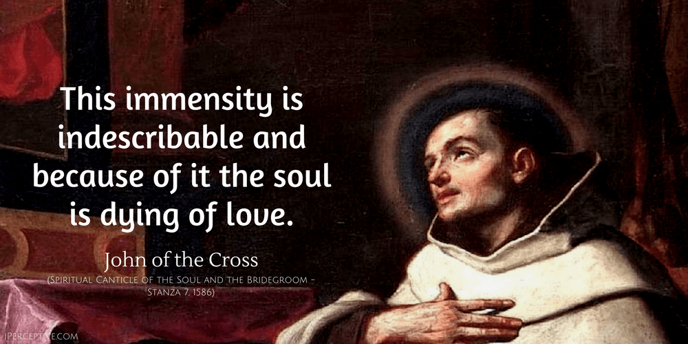 John of the Cross Quote: This immensity is indescribable and because of it the soul is dying of love.