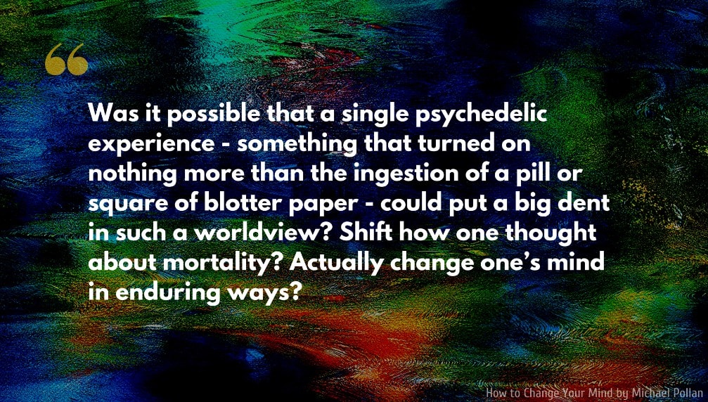 Michael Pollan Quote: Was it possible that a single psychedelic experience—something that turned on nothing more than the ingestion of a pill or square of blotter paper—could put a big dent in such a worldview? Shift how one thought about mortality? Actually change one’s mind in enduring ways?.
