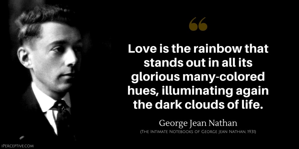 George Jean Nathan Quote: Love is the rainbow that stands out in all its glorious many-colored hues, illuminating again the dark clouds of life.