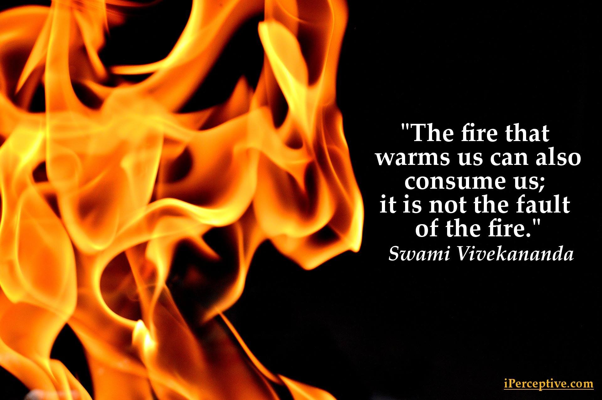 Swami Vivekananda Quote - The fire that warms us can also consume us...
